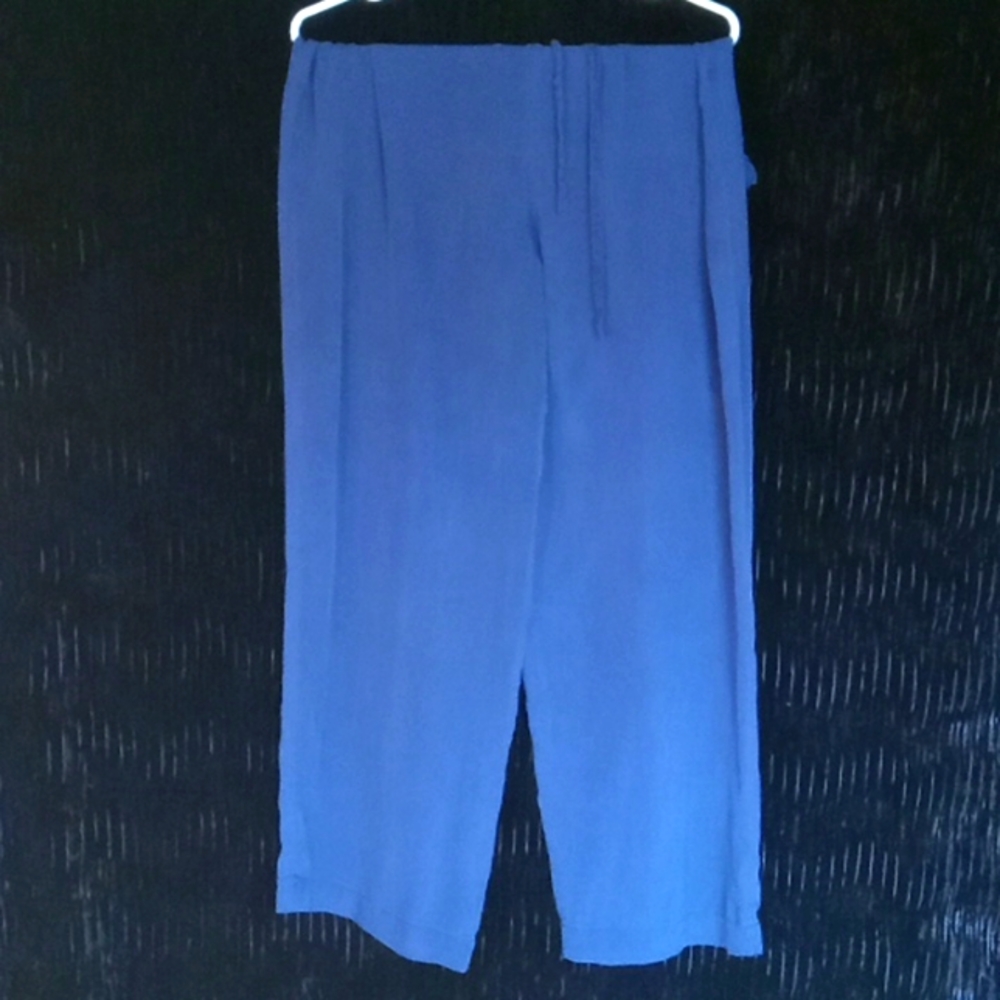 Blue Silk Lounge Pants with drawstring